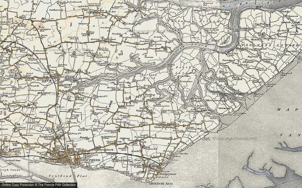 Old Map of Historic Map covering Barling Marsh in 1898