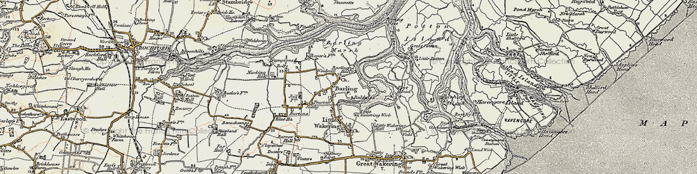 Old map of Barling Marsh in 1898