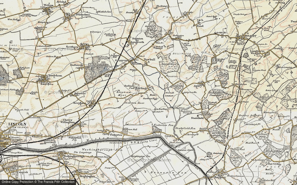 Old Map of Historic Map covering Barlings Hall in 1902-1903