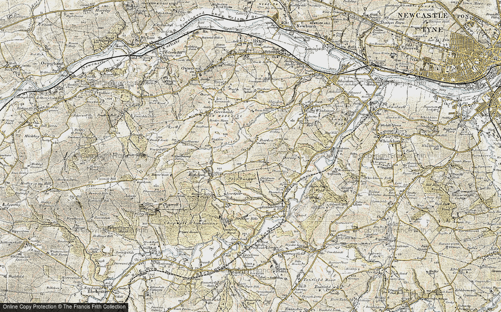 Old Map of Historic Map covering Barlow Burn in 1901-1904