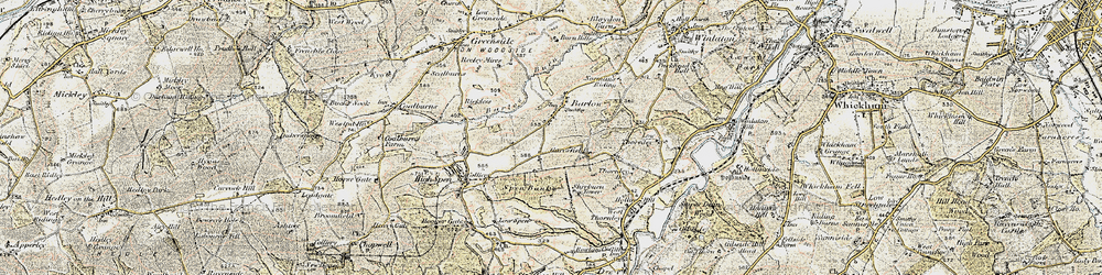 Old map of Barlow Burn in 1901-1904