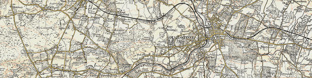 Old map of Barming Heath in 1897-1898