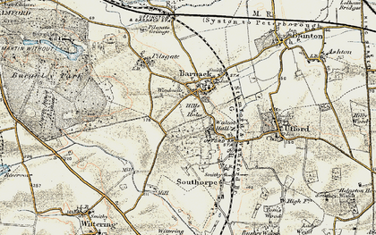 Old map of Barnack in 1901-1903