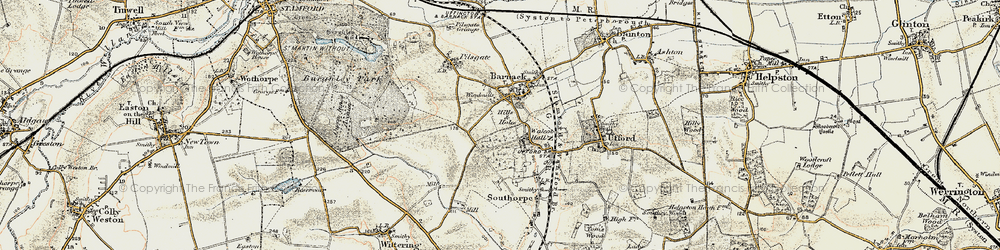 Old map of Barnack in 1901-1903