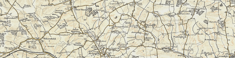 Old map of Barnardiston in 1899-1901