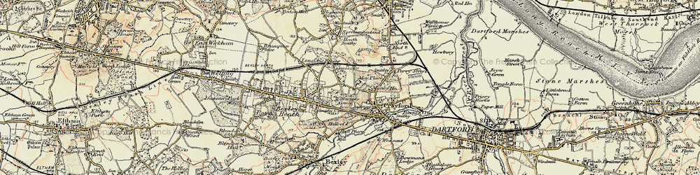 Old map of Barnehurst in 1898