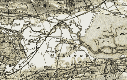 Old map of Barnhead in 1907-1908