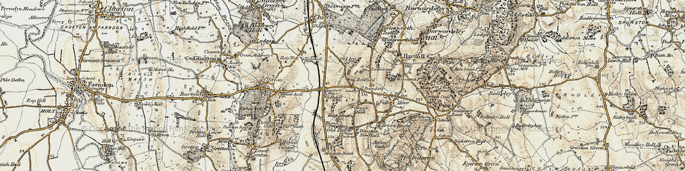 Old map of Broxton Old Hall in 1902-1903