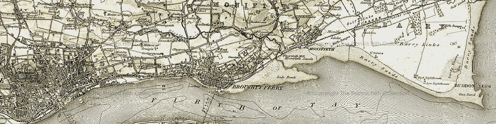 Old map of Barnhill in 1907-1908