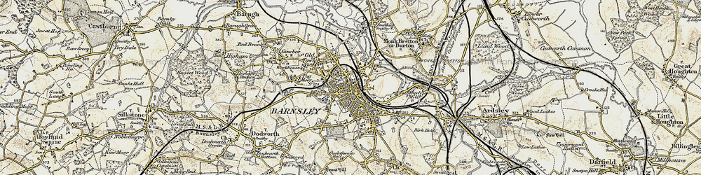 Old map of Barnsley in 1903