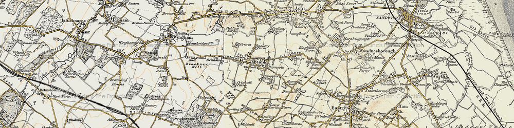Old map of Barnsole in 1898-1899