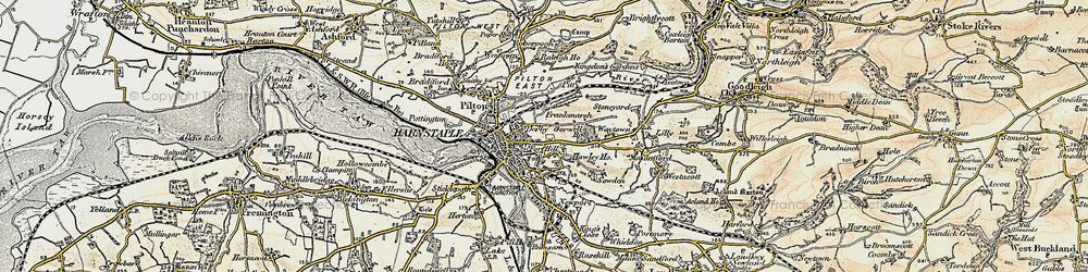 Old map of Barnstaple in 1900