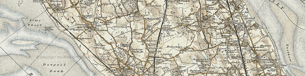 Old map of Barnston in 1902-1903