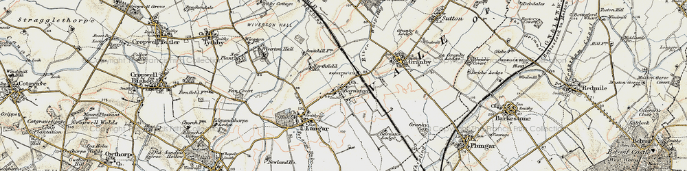 Old map of Barnstone in 1902-1903