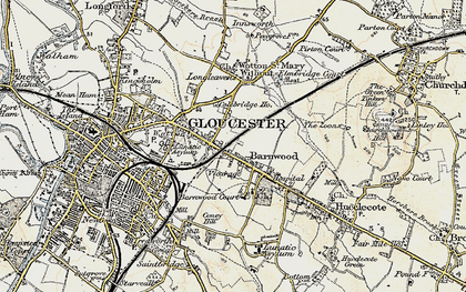 Old map of Barnwood in 1898-1900