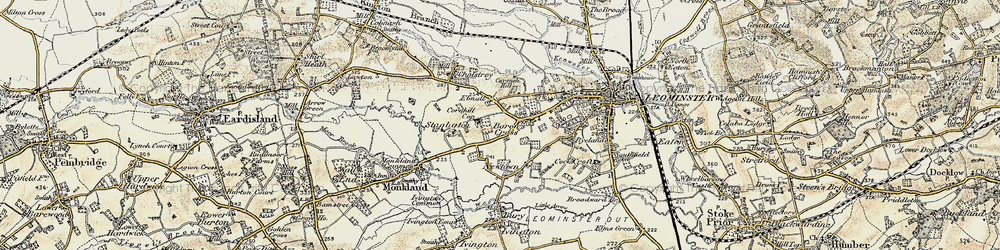 Old map of Barons' Cross in 1900-1903