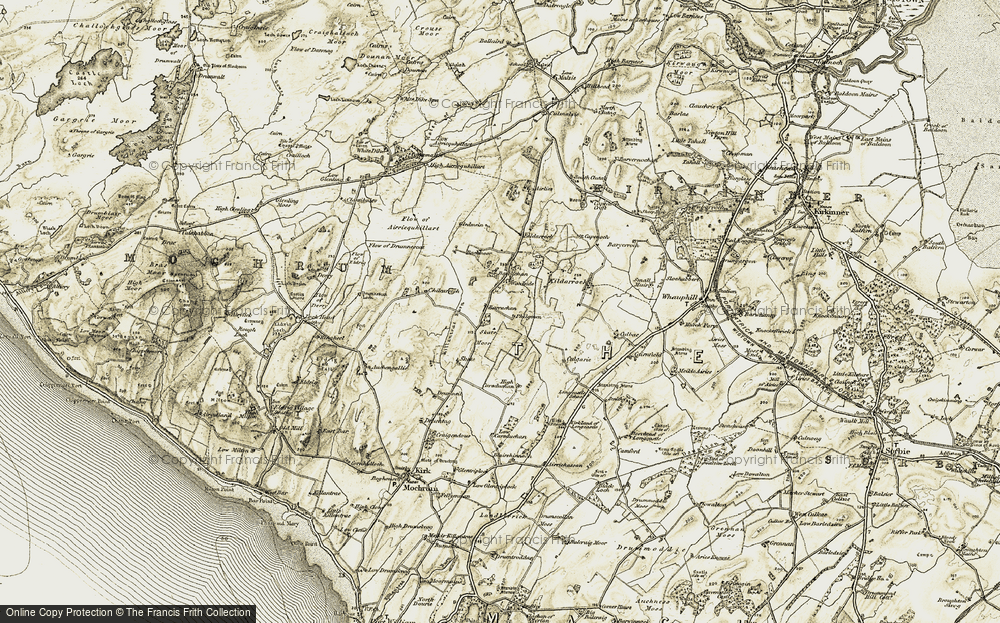 Old Map of Historic Map covering Airriequhillart in 1905