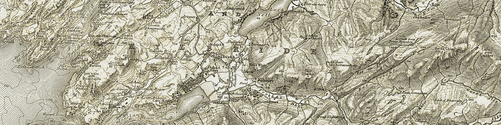 Old map of Barnacarry in 1906-1907