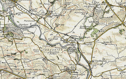 Old map of Barrasford in 1901-1903