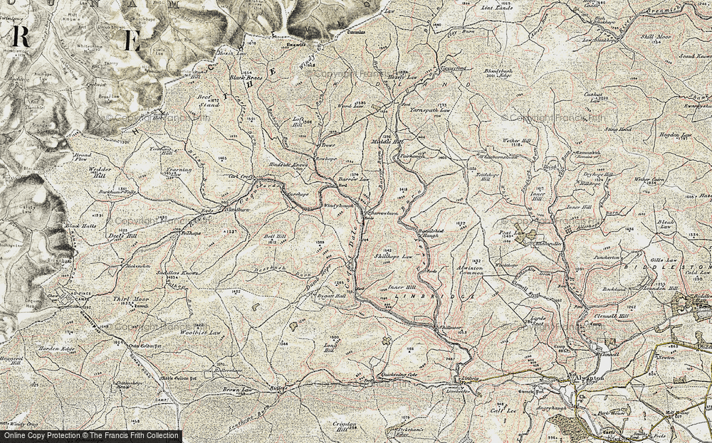 Old Map of Historic Map covering Barrow Law in 1901-1904