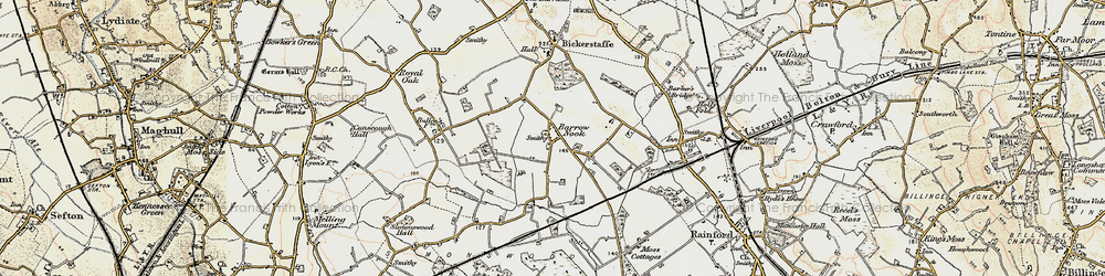 Old map of Bickerstaffe Moss in 1902-1903