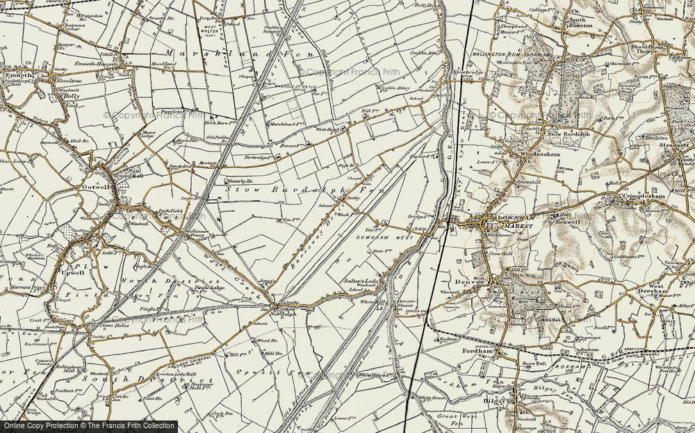 Old Map of Barroway Drove, 1901-1902 in 1901-1902