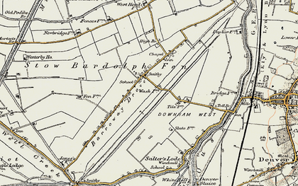 Old map of Barroway Drove in 1901-1902
