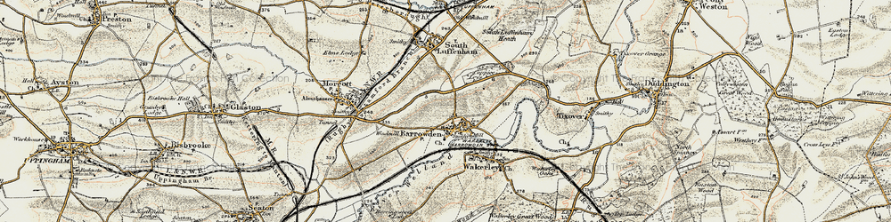 Old map of Barrowden in 1901-1903