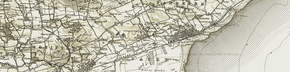 Old map of Travebank in 1907-1908