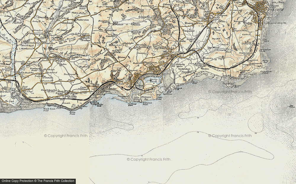 Old Map of Historic Map covering Bendrick Rock in 1899-1900