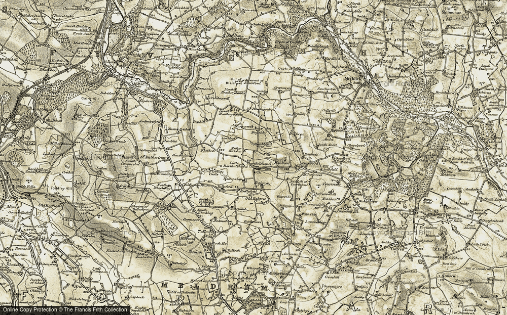 Old Map of Barthol Chapel, 1909-1910 in 1909-1910