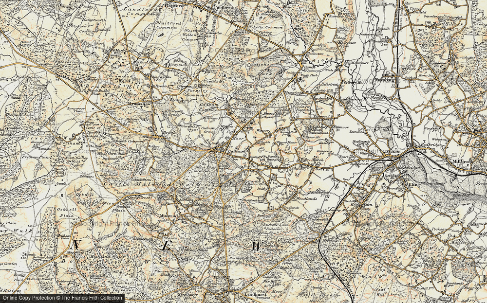 Old Map of Historic Map covering Bartley Manor in 1897-1909