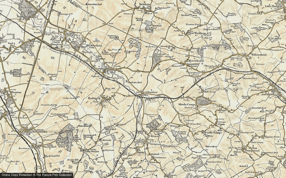 Old Map of Historic Map covering Bartlow Hills in 1898-1901