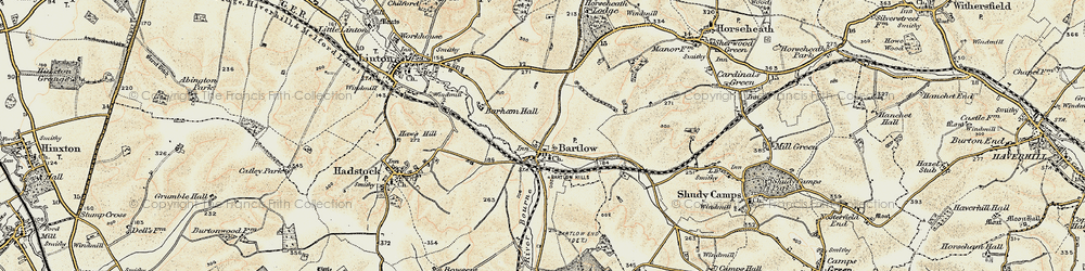 Old map of Bartlow Hills in 1898-1901