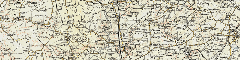 Old map of Yew Tree in 1903-1904