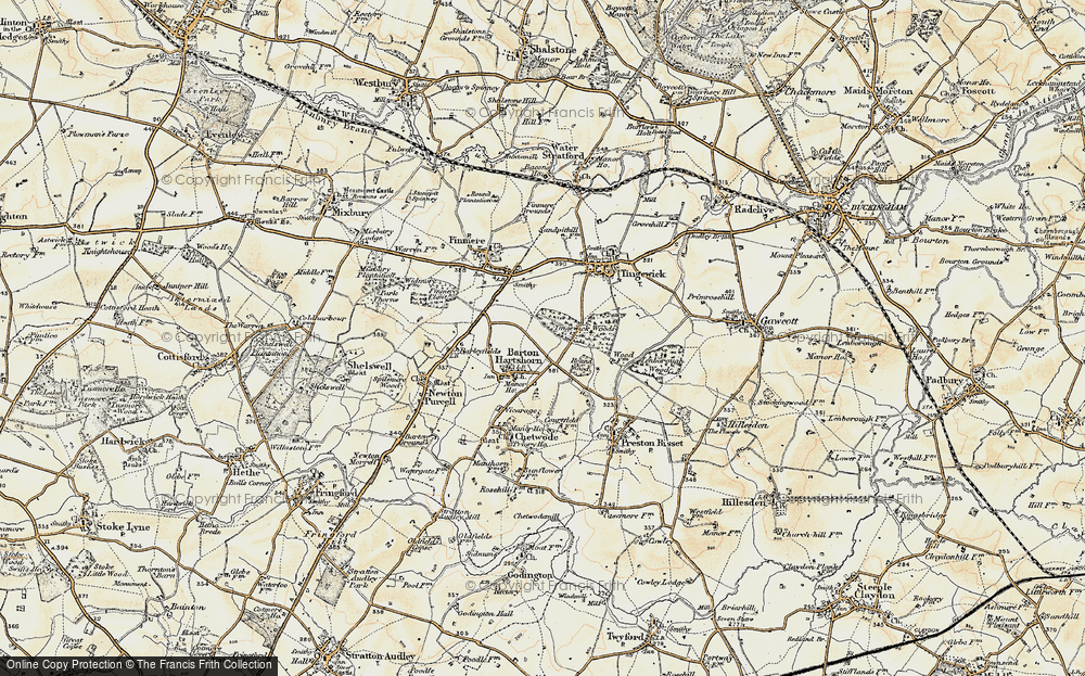 Old Map of Historic Map covering Tingewick Wood in 1898-1899