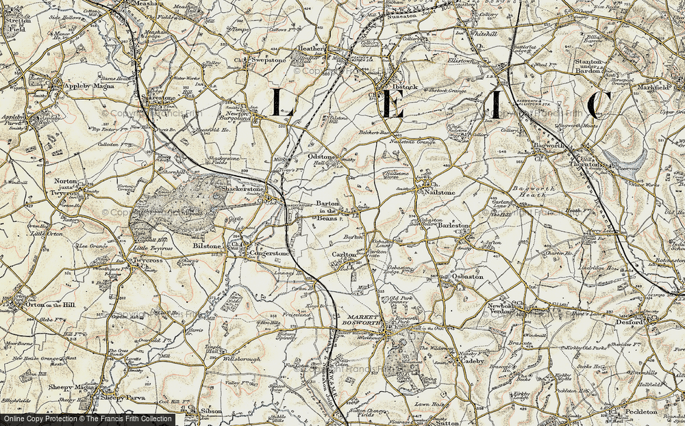 Old Map of Barton in the Beans, 1902-1903 in 1902-1903