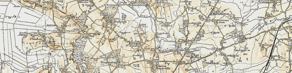 Old map of Barton St David in 1899