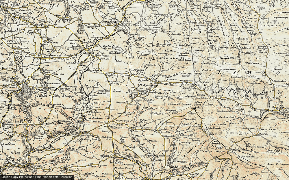 Old Map of Historic Map covering Buscombe in 1900