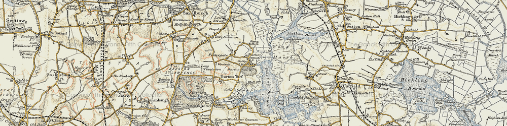 Old map of Barton Turf in 1901-1902