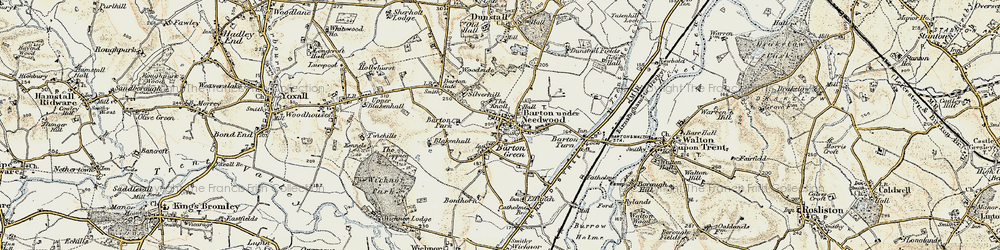 Old map of Barton-under-Needwood in 1902
