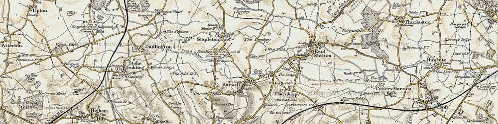 Old map of Burbage Common in 1901-1903