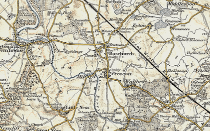 Old map of Baschurch in 1902