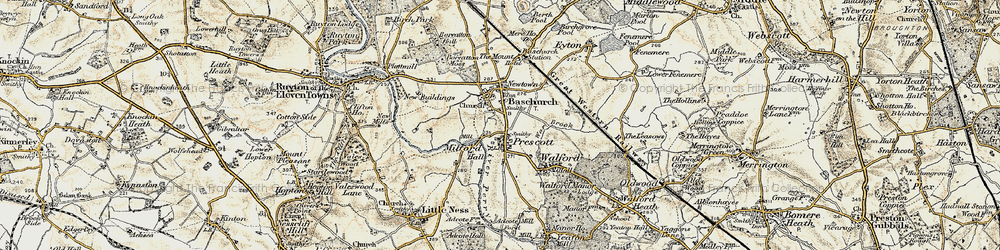 Old map of Baschurch in 1902