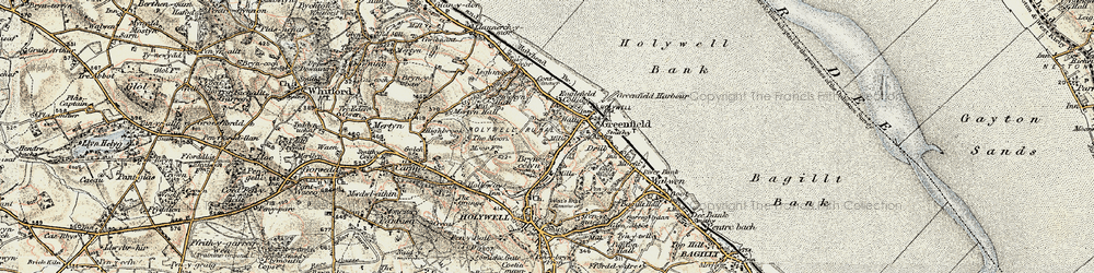 Old map of Basingwerk Abbey in 1902-1903