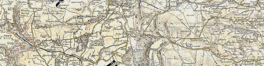 Old map of Baslow in 1902-1903