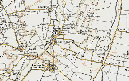 Old map of Bassingham Grange in 1902-1903