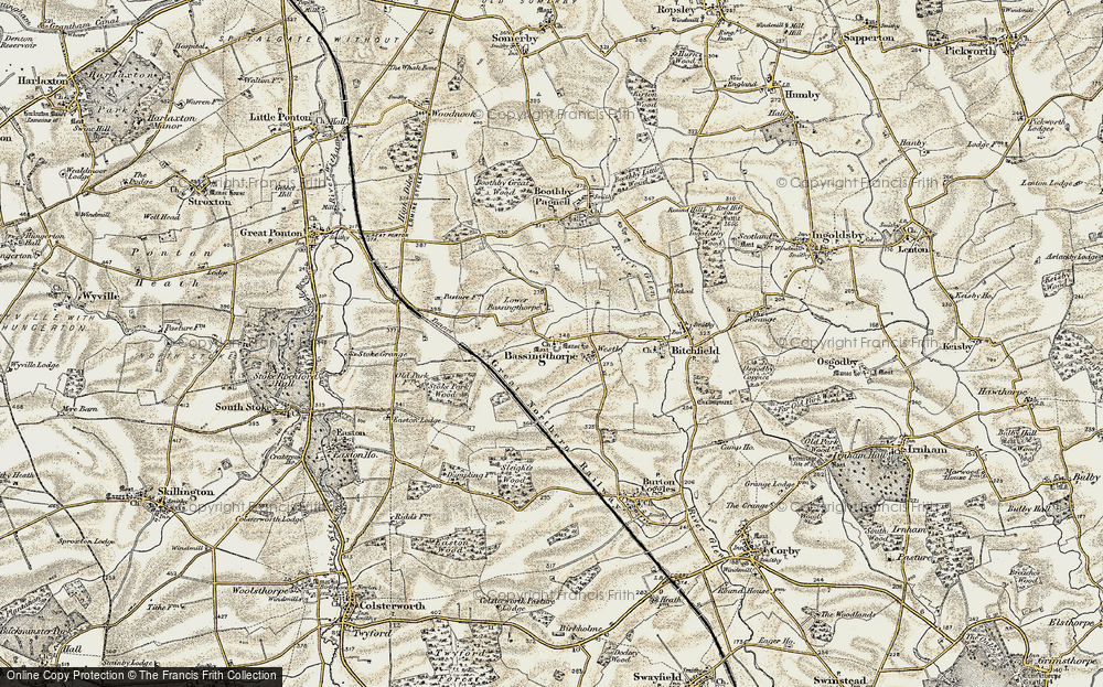 Old Map of Bassingthorpe, 1902-1903 in 1902-1903
