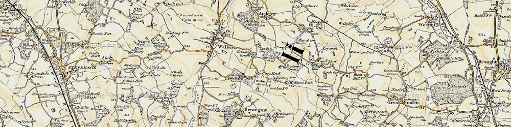 Old map of Bassus Green in 1898-1899
