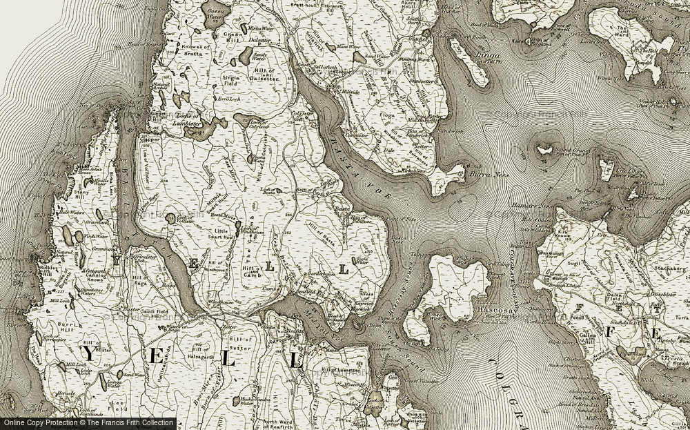Old Map of Historic Map covering Basta Ness in 1912